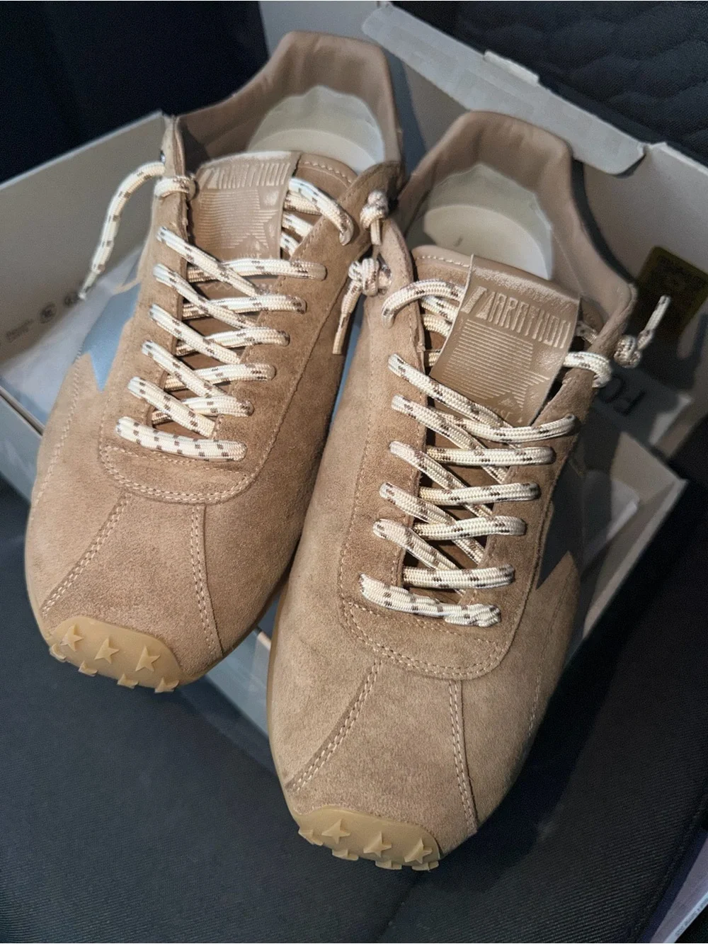 Golden Goose Men's Suede Sneakers in Tan with Star Detail